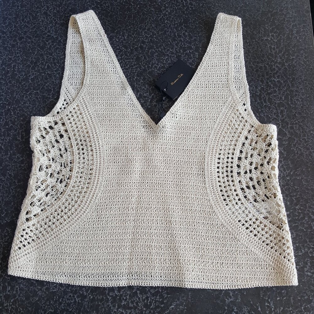 massimo dutti  ! v-neck crochet top - cream - Picture 4 of 9